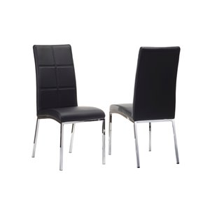 HomeTrend Peyton Contemporary Side Chair - Faux Leather - Black - Set of 2