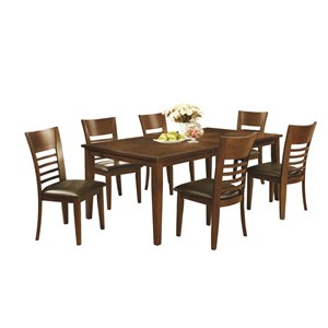 Table de salle à manger rectangulaire avec rallonge Brookville de HomeTrend, bois de placage, noyer