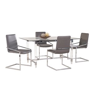 HomeTrend Crystalle Dining Set with Rectangular Table - Clear - 5-Piece