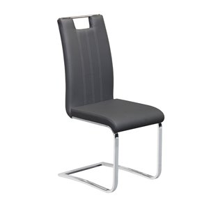HomeTrend Felix Contemporary Side Chair - Faux Leather - Grey Soft - Set of 2
