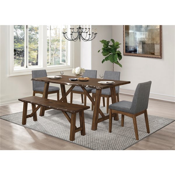 HomeTrend Whittaker Live Edge Wood Dining Bench - Brown