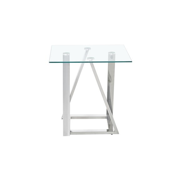 HomeTrend Verne Square Glass End Table - Silver