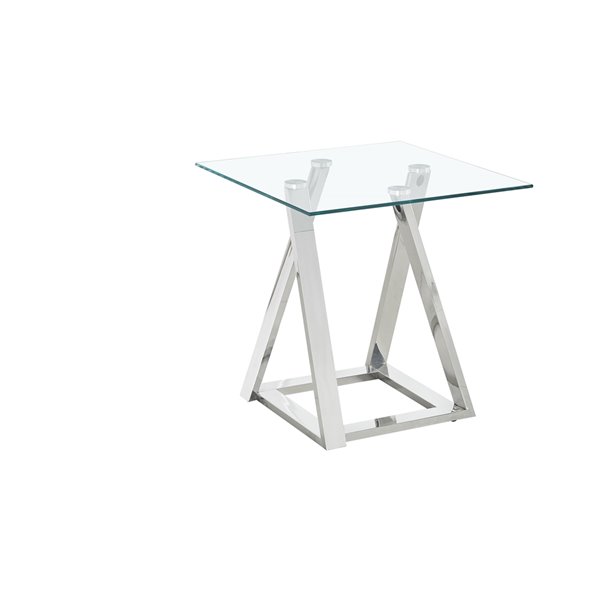 HomeTrend Verne Square Glass End Table - Silver