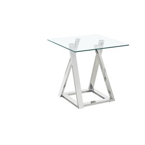 HomeTrend Verne Square Glass End Table - Silver