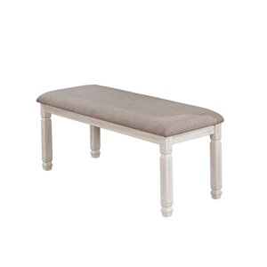 Banc rectangulaire de salle à manger avec tissu Nesbitt de HomeTrend, blanc antique