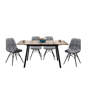 Table de salle à manger rectangulaire avec rallonge Algarve de HomeTrend, bois de placage, noir