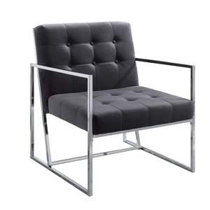 HomeTrend Delia Modern Velvet Accent Chair - Grey