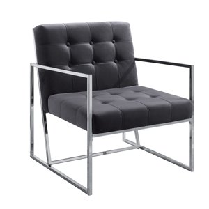 Chaise d'appoint moderne en velours Delia de HomeTrend, gris