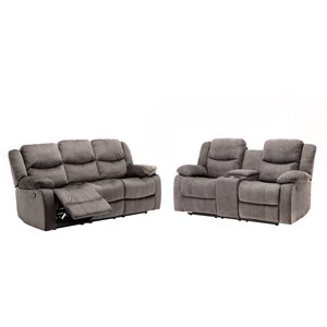 Sofa/causeuse inclinable moderne Reading de HomeTrend, polyester/mélange de polyester, gris pâle