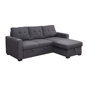 Canapé-lit moderne Jamie de HomeTrend, polyester, charbon