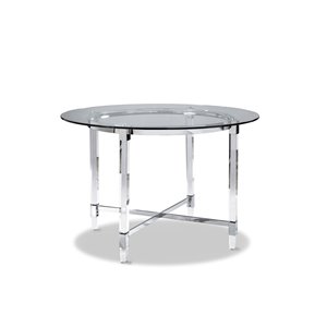 HomeTrend Crystalle Round Fixed Dining Table - Glass - Transparent