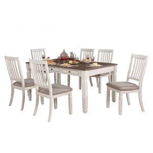 HomeTrend Nesbitt Rectangular Fixed Dining Table - Wood Veneer - Antique White