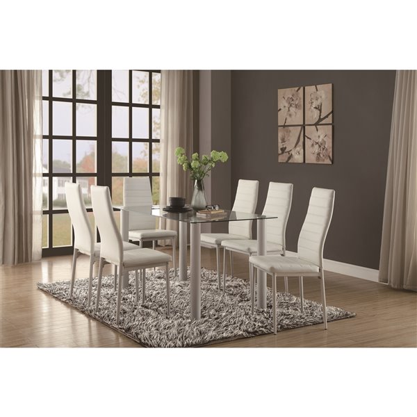 HomeTrend Florian Rectangular Fixed Dining Table - Glass - White