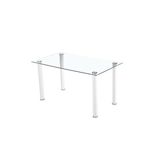 HomeTrend Florian Rectangular Fixed Dining Table - Glass - White