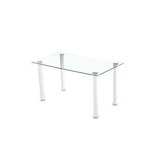Table de salle à manger rectangulaire fixe Florian de HomeTrend, verre, blanc