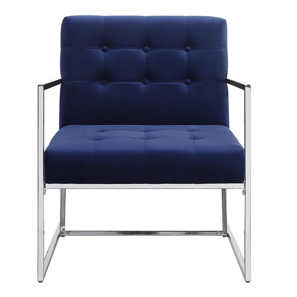 Chaise d'appoint moderne en velours Delia de HomeTrend, bleu marin