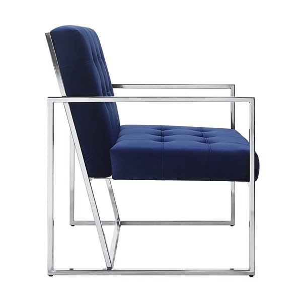 Chaise d'appoint moderne en velours Delia de HomeTrend, bleu marin