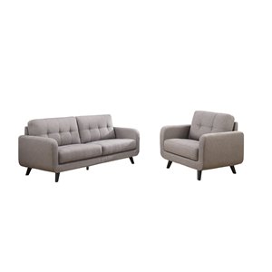 Ensemble de sofas mi-siècle Juneau de HomeTrend, polyester/mélange de polyester, gris pierre