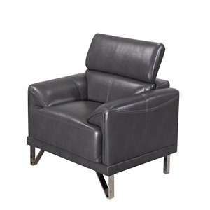 Chaise d'appoint moderne avec appui-tête ajustable Sonya de HomeTrend, gris