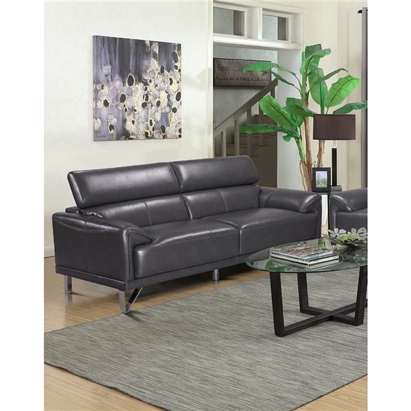 Sofa moderne Sonya de HomeTrend, simili cuir, gris