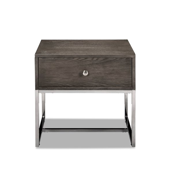 Table d'appoint rectangulaire en bois de placage avec tiroir Harmony de HomeTrend, gris