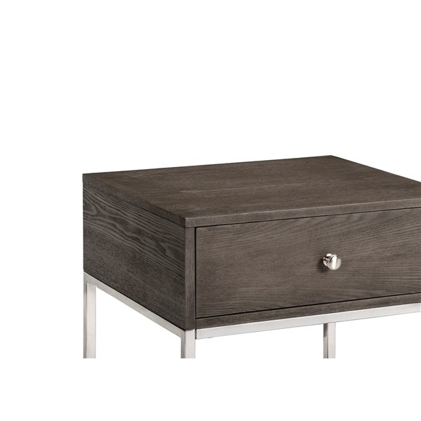 Table d'appoint rectangulaire en bois de placage avec tiroir Harmony de HomeTrend, gris