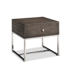 HomeTrend Harmony Rectangular Wood Veneer End Table with Drawer - Grey
