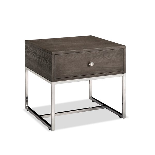 Table d'appoint rectangulaire en bois de placage avec tiroir Harmony de HomeTrend, gris