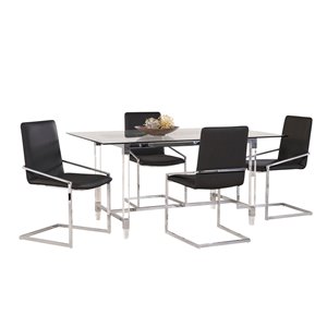Ensemble de salle à manger avec table rectangulaire Crystalle de Mazin Industries, clair/blanc et noir, 7 pièces