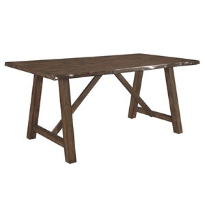 HomeTrend Whittaker Rectangular Fixed Dining Table - Wood - Burnished Brown