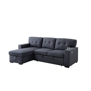 Sofa modulaire décontracté Edison de HomeTrend, polyester/mélange de polyester, gris foncé