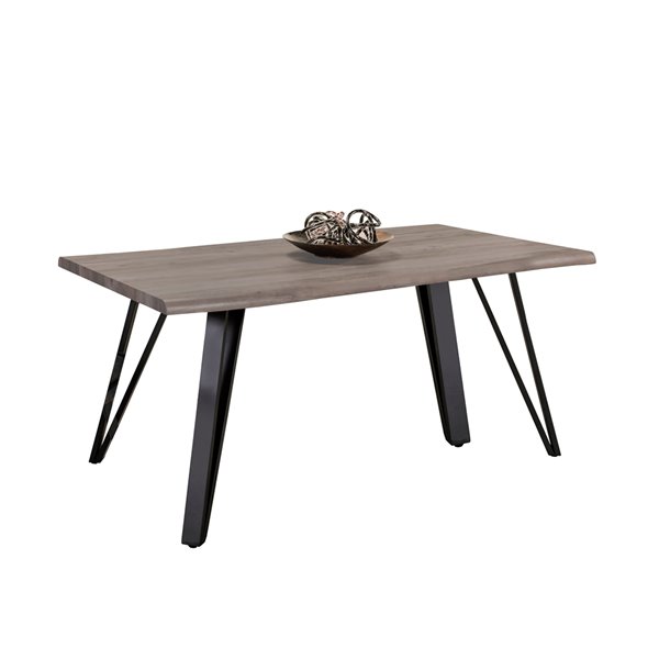 Table de salle à manger rectangulaire fixe Carrie de HomeTrend, bois de placage, gris