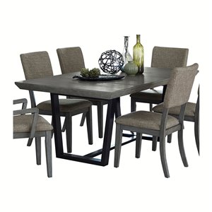 Table de salle à manger rectangulaire avec rallonge Avenhorn de HomeTrend, bois de placage, gris et noir