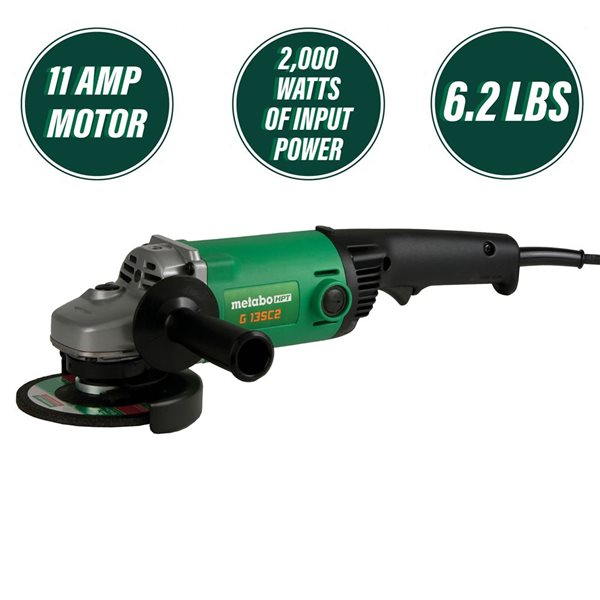 MetaboHPT 5-in Wheel 11-Amp Trigger Switch Corded Angle Grinder