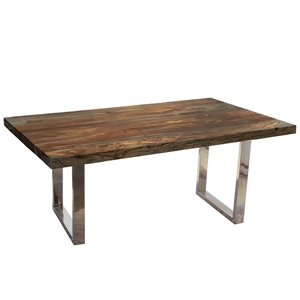 Corcoran Zen Rectangular Dining Table in Sheesham Wood - 72-in - Chrome Legs