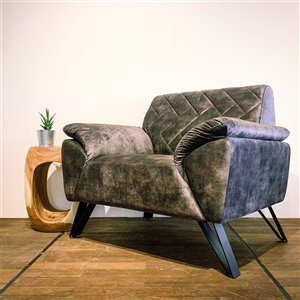 Fauteuil d'appoint moderne en velours Zen Corcoran, gris asphalte