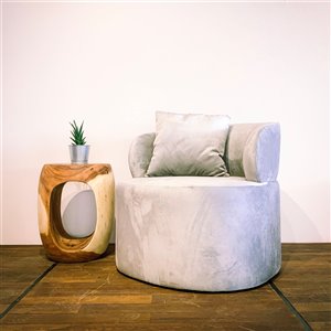 Fauteuil d'appoint moderne en velours Zen Corcoran, gris béton