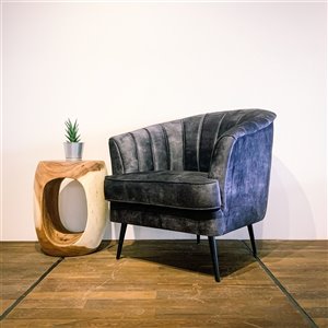 Fauteuil d'appoint moderne en velours Zen Corcoran, gris ardoise