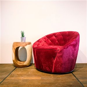 Fauteuil d'appoint moderne en velours Zen Corcoran, rouge rubis