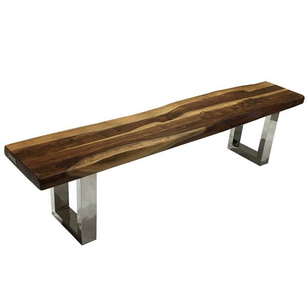 MobX Zen Rectangular Sheesham Dining Bench - 72-in - Stainless