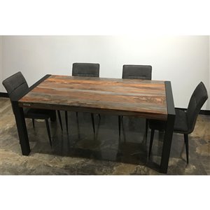 Ens. de salle à manger Zen de Corcoran avec table en bois de Sheesham, 36 po x 70 po, 5 pièces