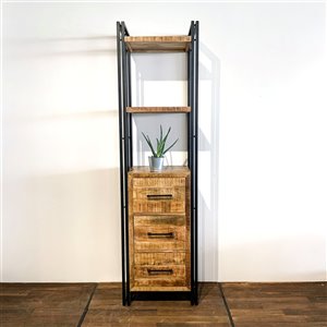 Corcoran Zen 2-Shelf Industiral Vertical Bookcase - Natural Wood/Metal