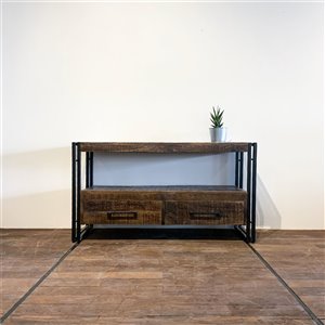 Corcoran Zen Rustic Media Cabinet with 2 Drawers - 43-in x 24-in - Dark Mango Wood