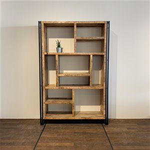 Corcoran Zen 10-Shelf Industrial Horizontal/Vertical Bookcase - Light Natural Wood/Metal