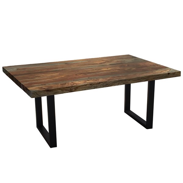 MobX Zen Rectangular Dining Table in Sheesham Wood - 72-in - Black Legs