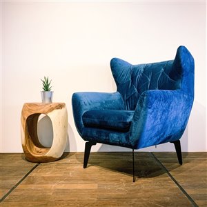 Fauteuil d'appoint moderne en velours Zen Corcoran, bleu lagon