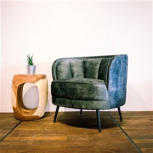 Fauteuil d'appoint moderne en velours Zen Corcoran, vert forêt