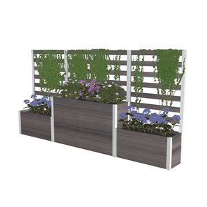Vita Urbana Parklette Planter Combo with Trellis - 134.5-in L x 16-in W x 33-in H - Espresso Brown