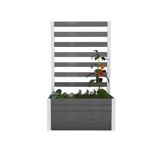 Vita Urbana Parklette Small Planter with Trellis - 39-in L x 16-in W x  66-in H - Slate Gray