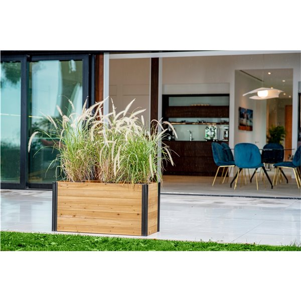 Vita Small Mezza Parklette Planter - 39-in L x 16-in W x 18-in H - Golden Brown